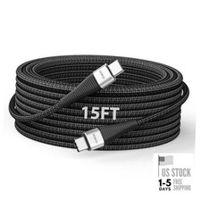 Extra Long Cable 15FT 100W, USB C Charger 15 ft - 1 Pack Black USB C to USB C