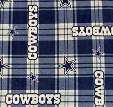 Fleece Dallas Cowboys Plaid Stripe Football Team Fabric, 1 Yard