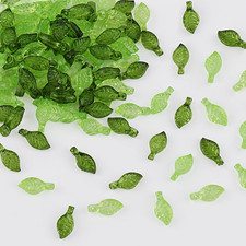 800Pcs Green Leaf Transparent Acrylic Plastic Beads Bulk Charms for Jewelry