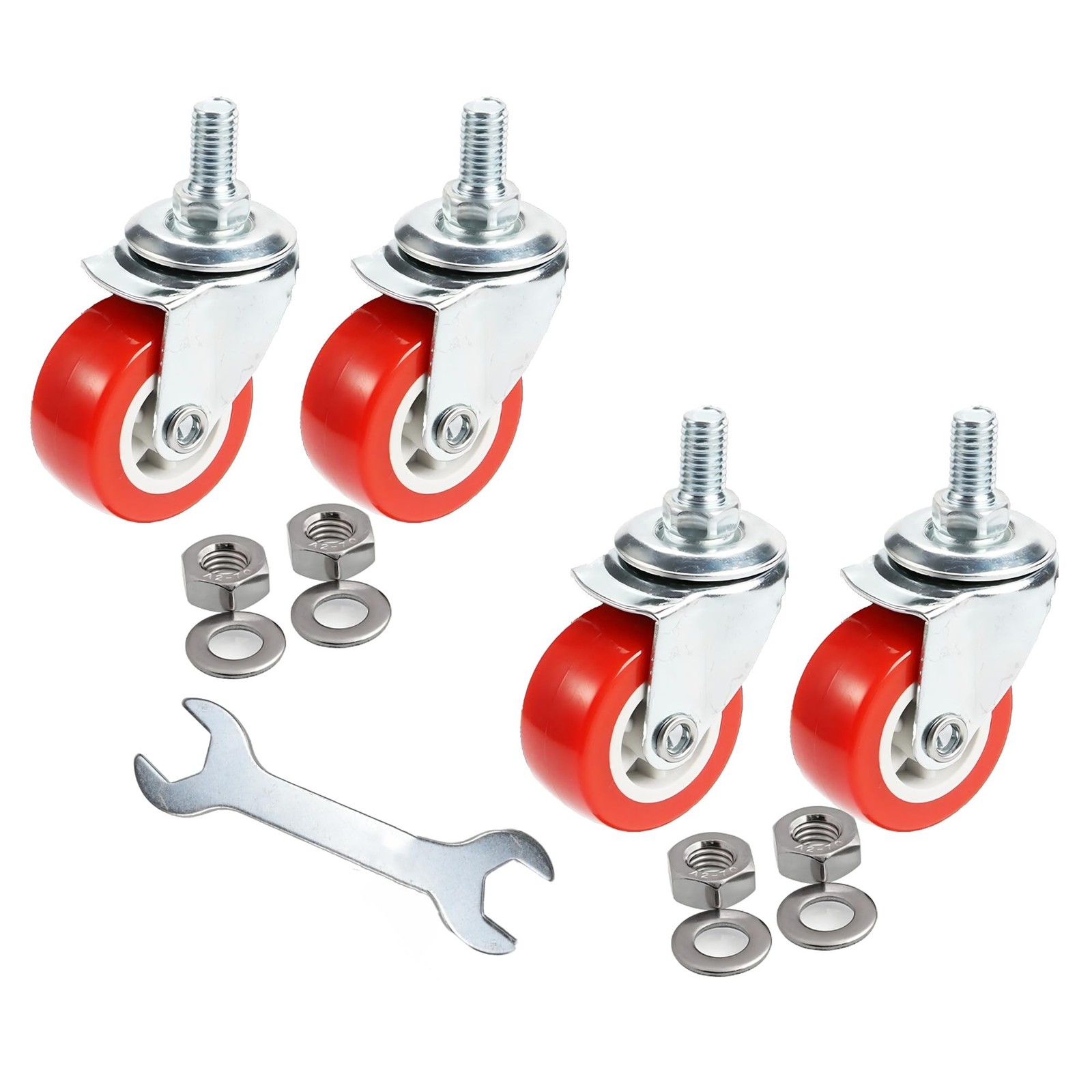 2 inch M8 Stem Casters M8x15 Bolt Threaded Wheel,PVC Rubber Swivel Single Cas...