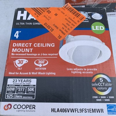 Halo HLA406VWFL9FS1EMWR 4  Ultra-Thin Adj. Gimbal Outdoor LED Downlight