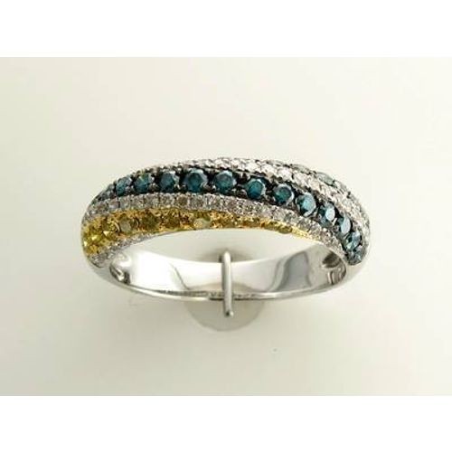 Le Vian 14K White Gold Band Ring for Women 0.94 cts Green Yellow Diamonds Size 7