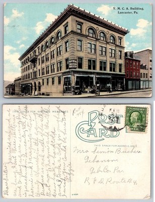 YMCA Building Lancaster PA Postcard c.1900s Young Men's Christian Assoc. Posted