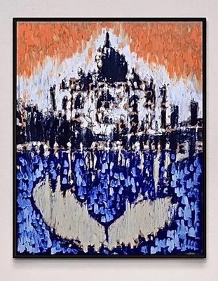 Daniel Pultorak Kunst Öl Gerahmt Unikat Original Malerei Taj Mahal Indien Art