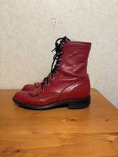JUSTIN WOMENS LEATHER RED LACE UP ROPER VINTAGE KILTIE BOOTS 503 size 5 B