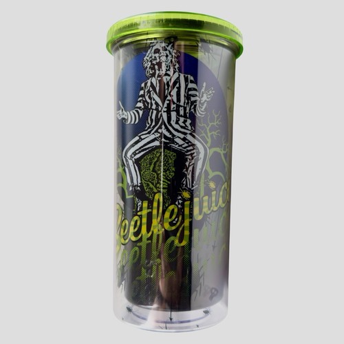 BEETLEJUICE Double Wall TRAVEL TUMBLER CUP BPA Bugs Spider Skull Retro 80s Movie - Picture 21 of 24
