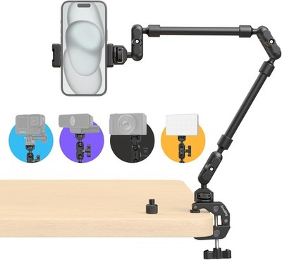 22'' Magic Arm Clamp, Overhead Phone Mount Holder Stand, Flexible Desk Camera ...