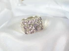 Vintage Sterling Silver 925 Large Chunky Amethyst Cluster Wide Ring Size 8
