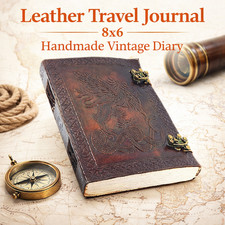Leather Travel Journal 8x6Handmade Vintage Diary Writing Notebook 200Blank Pages
