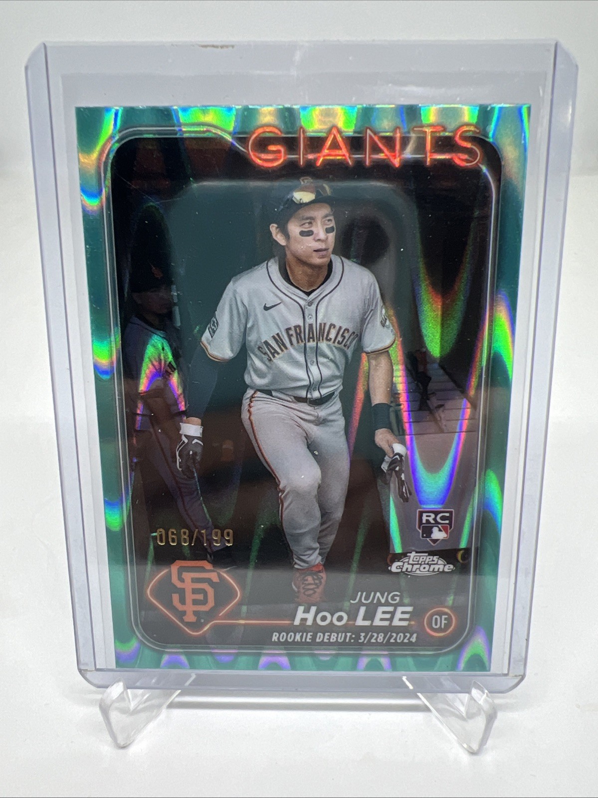 2024 Topps Chrome Update #USC185 Jung Hoo Lee Aqua Raywave Refractor #/199