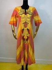 Colorful Striped Women's Tunic Dress with Embroidered Front