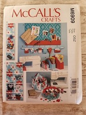 McCalls 6909 Sewing Room Pattern Drawstring Organizers Pincusion Message Board
