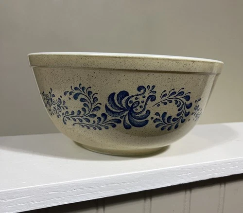 Pyrex Homestead Mixing Bowl #403 Blue & Tan Speckled 2.5 Quart Vintage 10