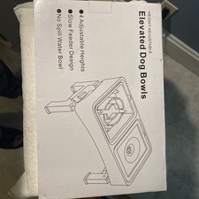 2-in-1 Elevated Dog Slow Feeder Bowl Water Bowl, Heights Adjustable, No Spill