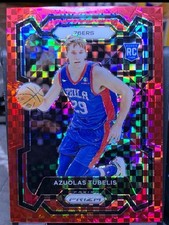 Azuolas Tubelis 2023-24 Panini Prizm 44/75 Red Checkers Prizm RC 76ers