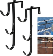 2Pcs Black Pool Pole Hangers, Adjustable Heavy Duty Swimming Pool Fence Hooks