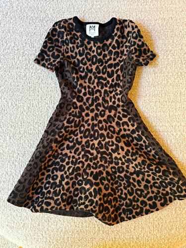 MILLY Minis Girls 7/8 Brown/Black Leopard Animal Print A-Line Knee Dress