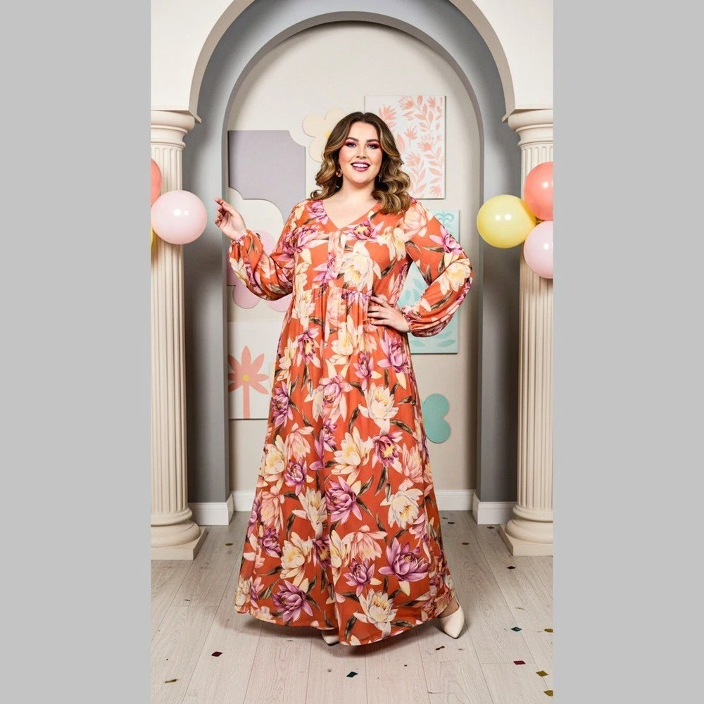 knee length dresses for ladies Long Sleeve Lace Trim Maxi Dress  Boutique Darling