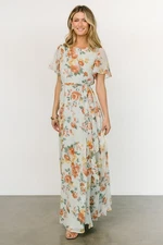 Baltic Born Naomi Short Sleeve Sage Floral Maxi Dress Plus Size 1X NEW – No Belt