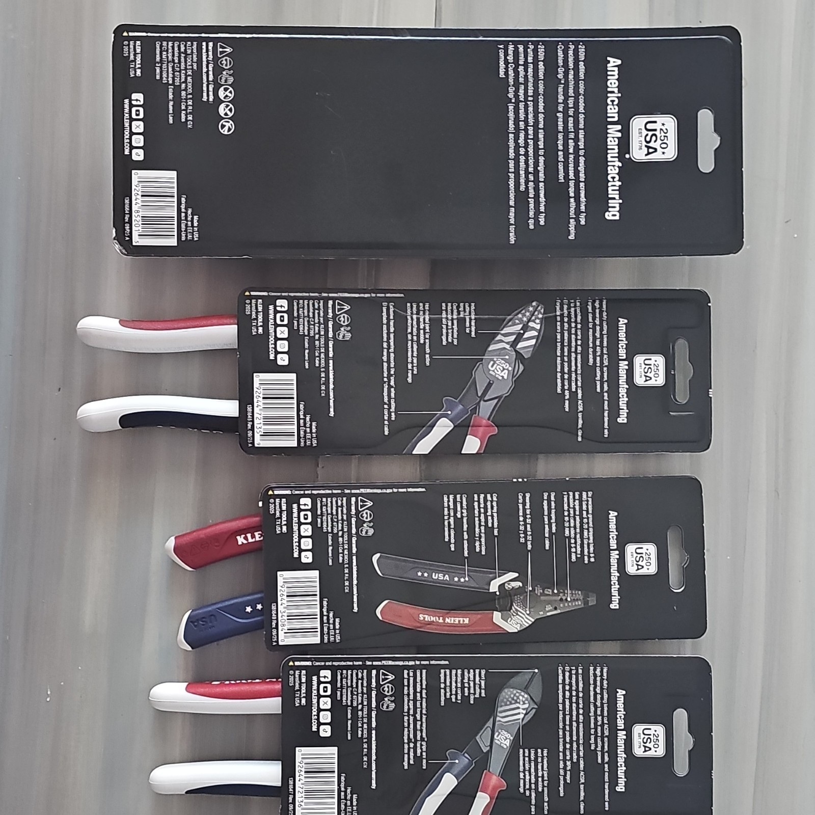Klein Tools 250th Anniversary USA Hand Tool Set, 4 Piece, Red White Blue. alternate view 2