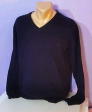 WOLSEY 100% Wool  Men's Sweater Jumper Medium Black v-neck 