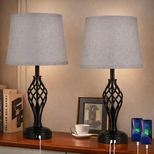 Touch Table Lamps Set of 2, nightstand lamp with USB Ports Bedside 3 Way Touc...
