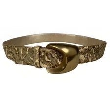 WCM NEW YORK GENUINE SNAKESKIN 1 1/2" Wide 38 " long Gold buckle Curved "Fair"