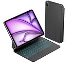 HOU Tastatur Hülle für iPad Air 13 Zoll 2024 (M2), 7 Farben Hintergrundbeleuchtung, Click-Anywher