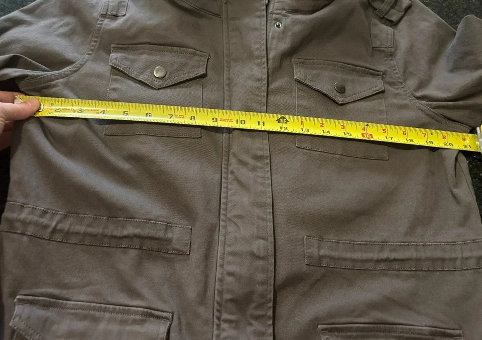 Market & Spruce Women's Utility Hooded Cargo Jacket Size L, Dark Gray, 4-Pocket - Image 3 of 4