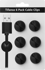6PCS Cable Clips Black - Adhesive Cord Cable Clips Holder Wire Organizer for Des