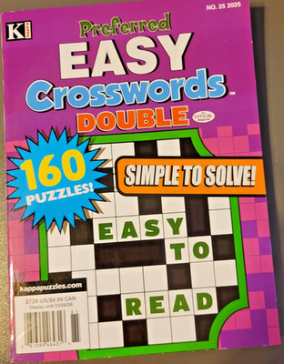Preferred Easy Crosswords Double Puzzle Book by KAPPA - 160+ Puzzles - Simple