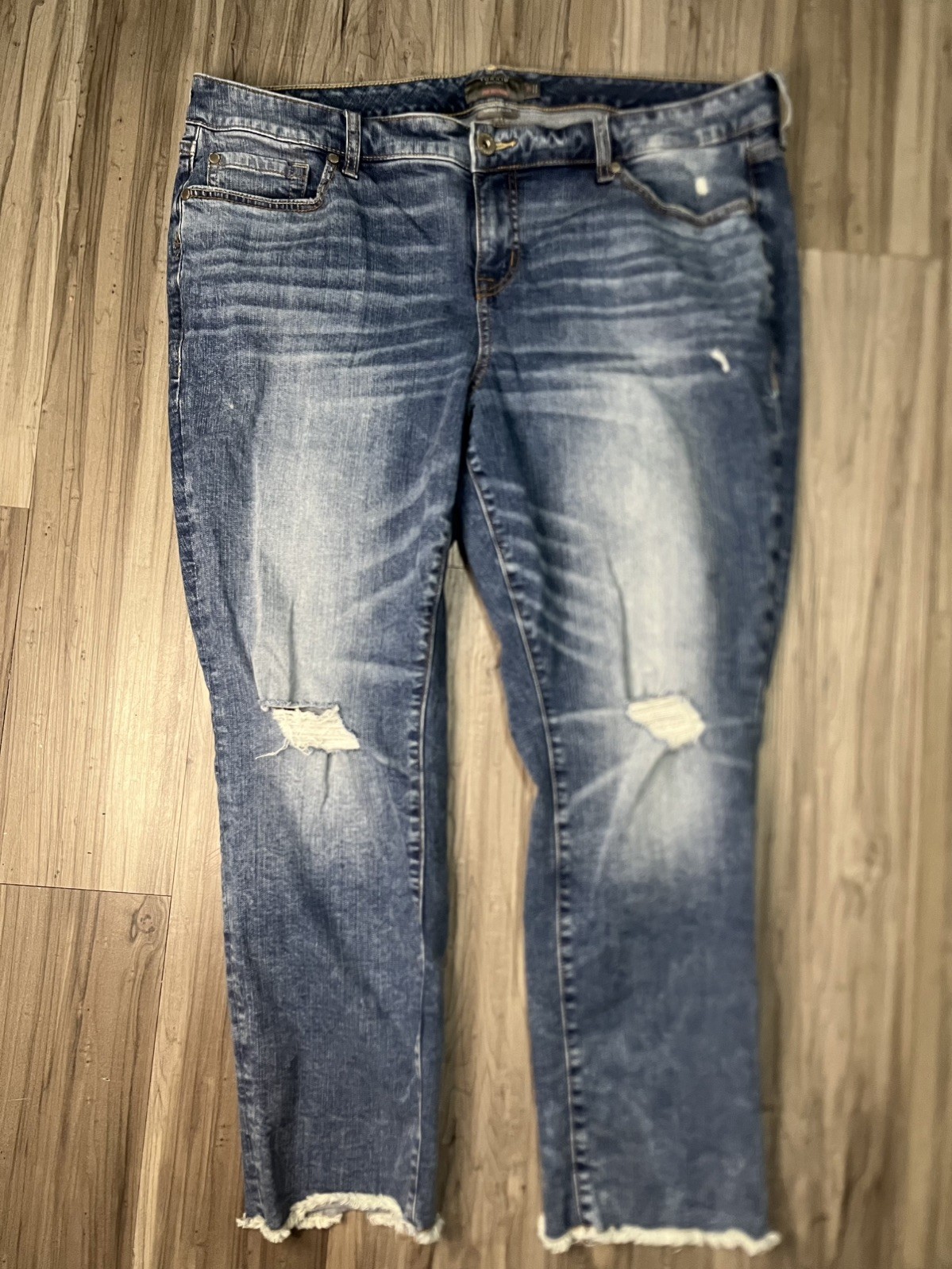 Blue Distressed Stretch Mid Rise