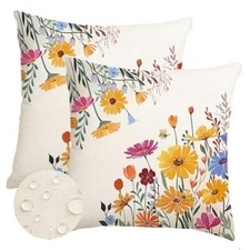 Spring Summer Pillow Covers Waterproof 18x18 Inch Yellow Outdoor Decor