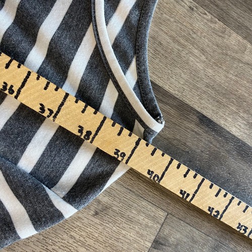 Vestido de Bolsillo Verde Azulado Cosquillas Gris Blanco Rayas Midi Manga Corta Talla Pequeña - Imagen 6 de 6