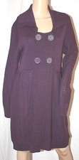PI LARGE CABLE KNIT CARDIGAN LONG SLEEVE SWEATER DRESS SCOOP NECK PURPLE XL L