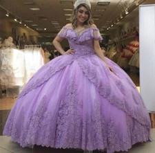 Lilac Quinceanera Dresses Sweetheart Lace Applique Birthday Party Sweet 16 Dress