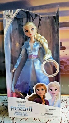 DISNEY STORE  FROZEN 2 - SINGING ELSA DOLL - 12'' NIB - IN BLUE TRAVEL OUTFIT 