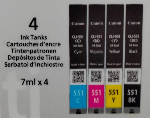 Canon 551 Original Multipack (4) Cartridges - Cyan, Magenta, Yellow, Black - OVP - Afbeelding 4 van 6