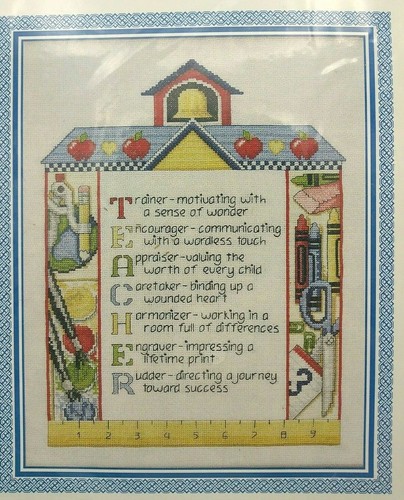School Days Cross Stitch Kit the Design Connection Teacher 10 x 13.5" #K3-035 - Picture 6 of 6