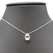 Sterling Silver Pear Solitaire April Birthstone Slide Pendant Necklace 18in New