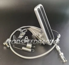 Street Rod Floor Mount Gas Pedal w/ 48" SS Throttle Cable & Bracket Spring Set
