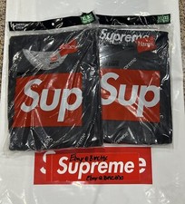 SUPREME x HANES Thermal Set Pants/Crew Size LARGE Black  2 Pcs 100 AUTHENTIC
