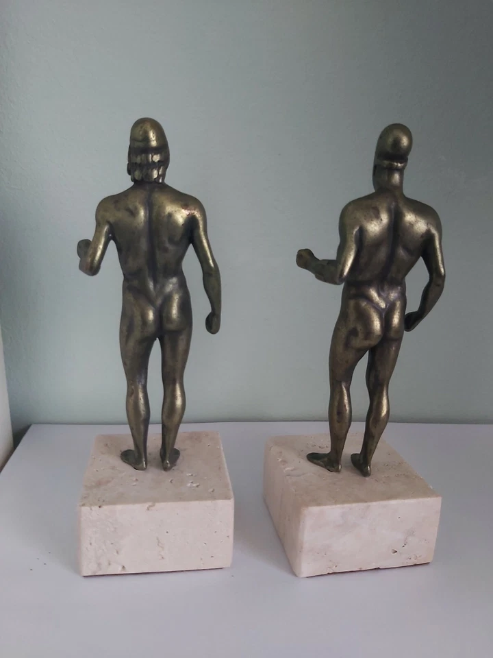 COPPIA STATUE SCULTURE BRONZI DI RIACE REGGIO CALABRIA BRONZO E MARMO ANTICA GRE - Immagine 3 di 4