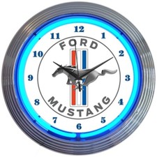 Ford Mustang Blue Neon Clock 15x15