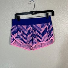 Ivivva By Lululemon Shorts Girls 14 Line Purple Blue Print Logo Athletic Run