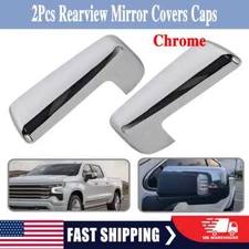 Chrome Rearview Side Mirror Door Cover For Chevy Silverado 1500 2019-2024 2PCS