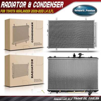 2x Radiator & AC Condenser Cooling Kit for Toyota Highlander 2009-2013 L4 2.7L