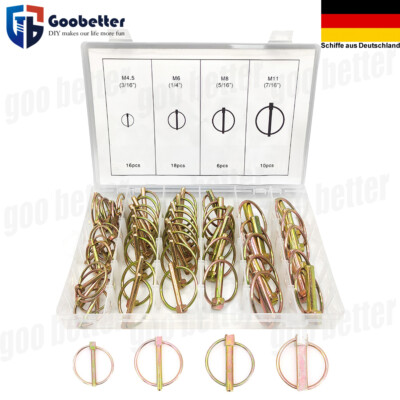 50tlg 4,5/6/8/11mm Klappsplinte Sortiment Bolzensicherung Klappstecker Splinte 