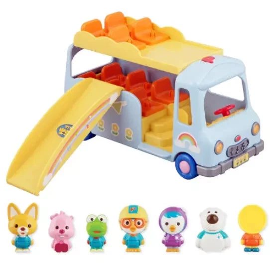 Pororo Picnic Bus Play Set with 7 Figure friends Kids Bus Role Play Toy + Track - Image 2 of 4