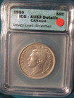 1950  CANADA  SILVER  50 CENTS...ICG  AU-53  DETAILS..DESIGN  LINES  SCRTCHED — photo 1